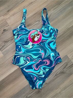 Buc-ee’s One-Piece Swimsuit with Trademark Beaver Logo - Size Small NWT
